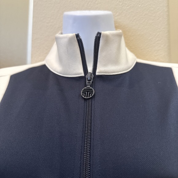 Tory Burch Tory Sport Colorblock Sz M Track Jacket Navy White Athleisure Zip - Picture 4 of 12